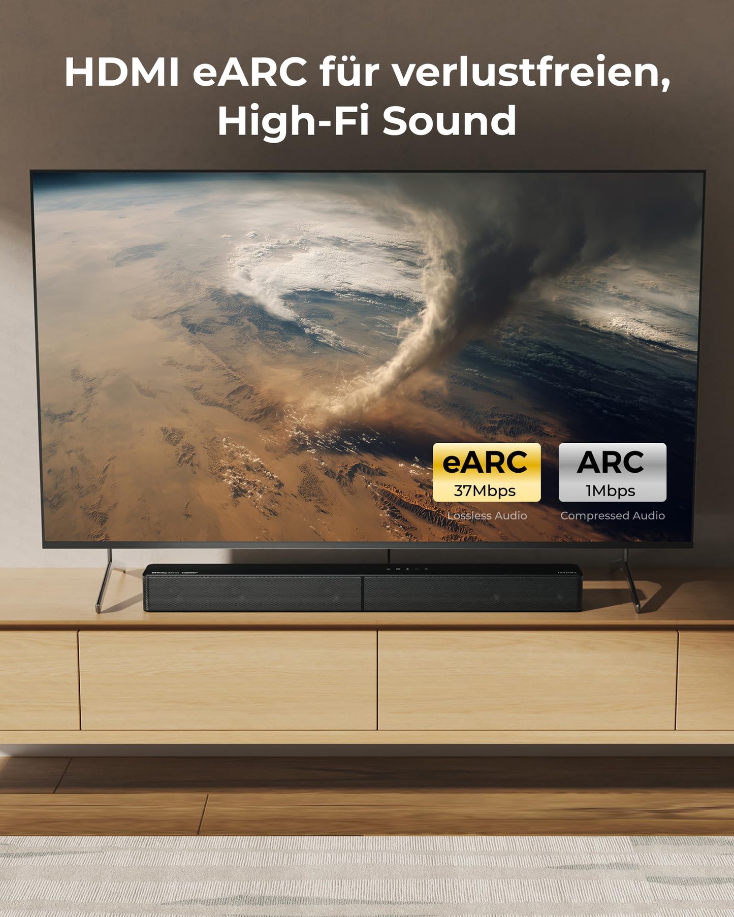 ULTIMEA 5.1ch Soundbar mit Dolby Atmos, VoiceMX, BassMX, APP, Heimkino 4D Surround Sound System, Poseidon M60 Boom
