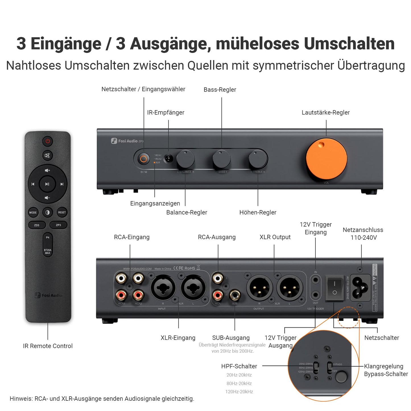 Fosi Audio ZP3 Symmetrischer Vorverstärker